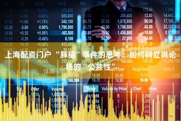 上海配资门户 “胖猫”事件的思考：如何树立舆论场的“公共性”